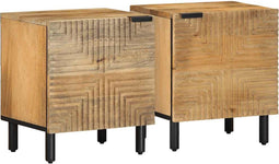 vidaXL - Nachtkastjes - 2 - st - 40x33x46 - cm - massief - mangohout - bruin