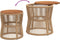 vidaXL Tuinbijzettafels 2 st met houten blad poly rattan beige