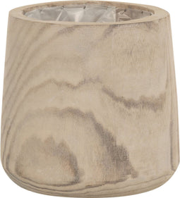 J-Line bloempot Paulownia - hout/kunststof - wit - large - Ø 25 cm