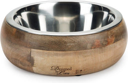 Designed by Lotte Mandira - Hondenvoerbak - Hout + RVS bakje - 21 cm