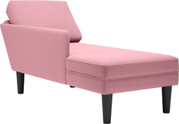 vidaXL - Chaise - longue - met - kussen - en - rechterarmleuning - fluweel - roze