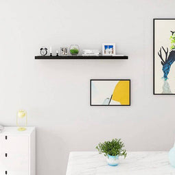 Woltu Volato - Wandplank - Zwevend - Hoogglans zwart - 70x22,9x3,8cm