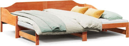 vidaXL - Slaapbank - onderschuifbed - zonder - matras - 90x190 - cm - hout - wasbruin
