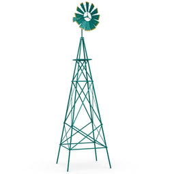 Costway Windmolen Metaal - Sierwindmolen 253 cm - Weerbestendig Groen