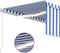vidaXL - Luifel - handmatig - uittrekbaar - met - rolgordijn - LED - 4x3 - m - blauw - wit