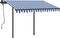 vidaXL - Luifel - handmatig - uittrekbaar - met - palen - 3,5x2,5 - m - blauw - en - wit