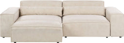 HELLNAR - Tweezitsbank met ottomaan - Beige - Fluweel