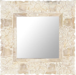 vidaXL - Spiegel - 50x50 - cm - massief - mangohout - wit