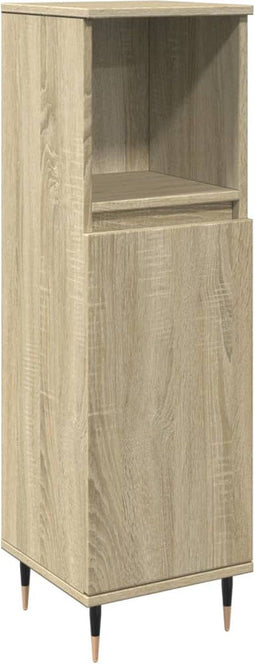 vidaXL - Badkamerkast - 30x30x100 - cm - bewerkt - hout - sonoma - eikenkleurig