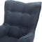 Oorfauteuil VEJLE met voetenbank Stof Donkerblauw