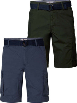 Petrol Industries - Heren Cargoshorts 2-pack met Riem - Katoen - Blauw en Groen