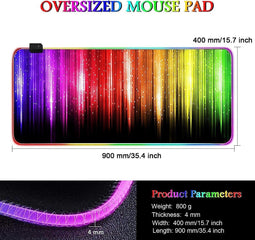 RGB Gaming Muismat 900x400mm XXL 13 LED Lichteffecten Oppervlak Glad Antislip Computer PC en Laptop Kleurrijke Muismat B