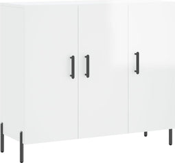vidaXL - Dressoir - 90x34x80 - cm - bewerkt - hout - hoogglans - wit