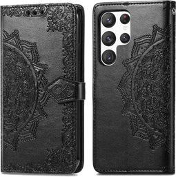 iMoshion Hoesje Geschikt voor Samsung Galaxy S23 Ultra Hoesje Met Pasjeshouder - iMoshion Mandala Bookcase - Zwart