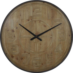 Klok Ø80x6 cm LOGAN hout bruin+zwart