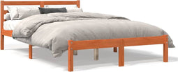 vidaXL - Bedframe - zonder - matras - massief - grenenhout - wasbruin - 150x200 - cm