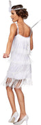 Dressforfun Charleston Diva - Vrouwenkostuum - Franje jurk met haarband en kunstbloem - Wit