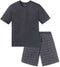 Schiesser Heren Shortama - Korte broek - V-hals - Antraciet - Maat S
