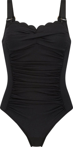 Hunkemöller Scallop - Badpak - Verstelbare schouderbandjes - Zwart - Maat 34