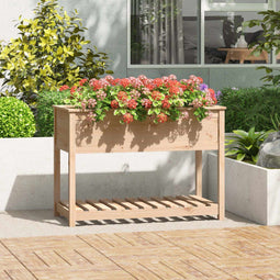 vidaXL - Plantenbak - met - schap - 111,5x54x81 - cm - massief - grenenhout