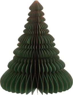 J-Line decoratie christmas tree - papier - darkgroen/koper - medium