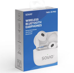 Savio TWS-01 PRO - Draadloze In-ear Oordopjes - Bluetooth 5.4 - Wit