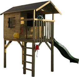 Prestige Garden houten speelhuis met groene glijbaan - Amsterdam