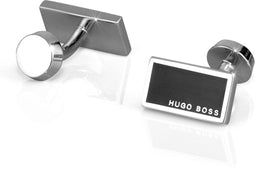 Hugo Boss HB-MANCHET01 - Manchetknopen - Zilverkleurig met zwart - Rechthoekig