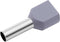 TRU COMPONENTS T1906C157 Dubbele adereindhulzen 4 mm² Deels geïsoleerd Grijs 50 stuk(s)