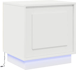 vidaXL - Nachtkastje - met - LED - Verlichting - Wit - 44x34,5x45 - cm