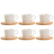 Set van 6 kopjes met schotel Home ESPRIT Wit Natuurlijk Bamboe Porselein 220 ml