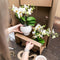 Kolibri Orchids | Witte Phalaenopsis orchidee Niagara Fall Pure Silk in zilverkleurige Luxury sierpot - Ø12cm