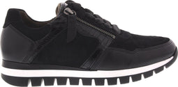 Gabor 96.438 - Lage Sneakers - Suède met krokodillenprint - Zwart - Maat 39