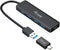 Equip 128959 - 4-Port USB 3.2 Gen 1 Hub met USB-C Adapter - Zwart