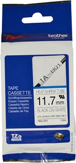 Labeltape krimpkous Brother Hse HSe-231 Tapekleur: Wit Tekstkleur:Zwart 11.7 mm 1.5 m