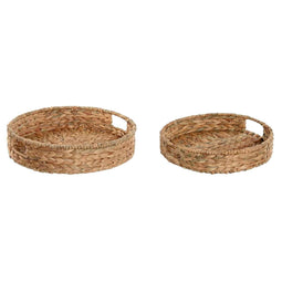 Set van trays Home ESPRIT Natuurlijk Tropisch 40 x 40 x 9 cm (2 Stuks)