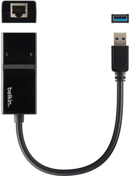 Belkin USB 3.0 - Gigabit Ethernet Adapter - 1x Ethernet 1Gbps - USB 3.2 (Gen 1, 5Gbps)