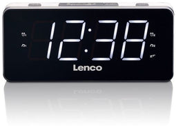 Lenco CR-19 - PLL FM Klokradio - Dubbele alarmfunctie met USB lader - Zilver