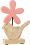 J-Line decoratie Vogle Met Bloem - hout - roze - small - paasdecoratie