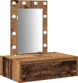 vidaXL - Wandkaptafel - met - LED-verlichting - - - Oud - Hout
