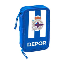 Dubbele etui R. C. Deportivo de La Coruña Blauw Wit 12.5 x 19.5 x 4 cm