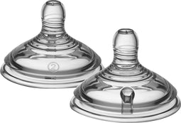 Tommee Tippee voedingsspenen, Natural Start Baby Bottle Teats, gemiddelde stroomsnelheid, 3+ maanden, borst-gelijkend voor natuurlijk zuigen, anti-koliek ventiel, zacht siliconen materiaal, Baby Feeding Essentials, set van 2