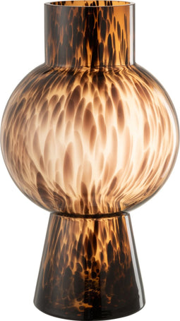 J-Line vaas Bol Stip - glas - bruin - large - 46 cm hoog