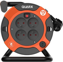 QUARX Kabelhaspel - DIY - 15m H05VV-F 3G1,5mm² - 4 stopcontacten