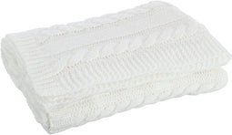 J-Line Plaid - polyester - wit - 130 x 180 cm - woonaccessoires