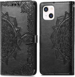 iMoshion Hoesje Geschikt voor iPhone 13 Hoesje Met Pasjeshouder - iMoshion Mandala Bookcase - Zwart