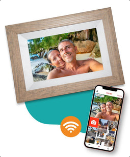 Pora&Co - Digitale fotolijst - WiFi - 8 inch HD IPS Display Licht Bruin/Wit