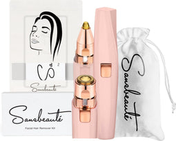 Sansbeauté® 2 in 1 - Wenkbrauw Trimmer - Pijnloze Gezichtsontharing - Pink Edition