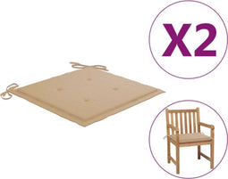 vidaXL - Tuinstoelkussens - 2 - st - 50x50x3 - cm - oxford - stof - beige