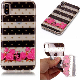 Softcase strepen en bloemen hoes Geschikt voor iPhone X / XS